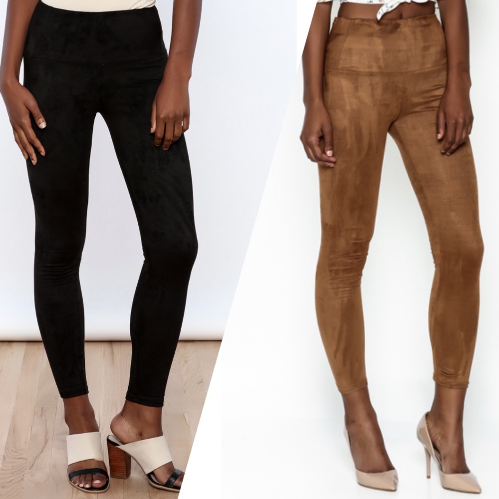 TWO pair bundle Honey Punch faux suede leggings